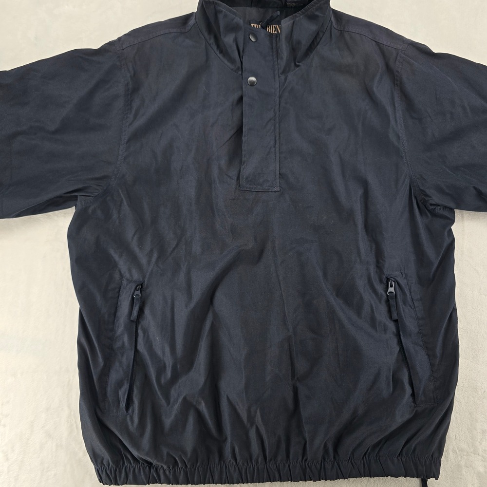 Tres Bien‎ Windbreaker Womens L Jacket Navy Blue Quarter Snap Mock Neck